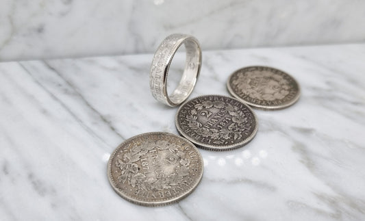 Bague pièce de monnaie 2 Francs Cérès en argent (coin ring)