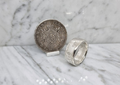 Bague pièce de monnaie 5 Francs Napoléon III en argent (coin ring)