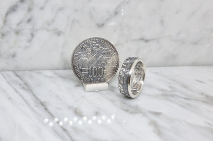 Bague pièce de monnaie 100 Francs Germinal en argent (coin ring)