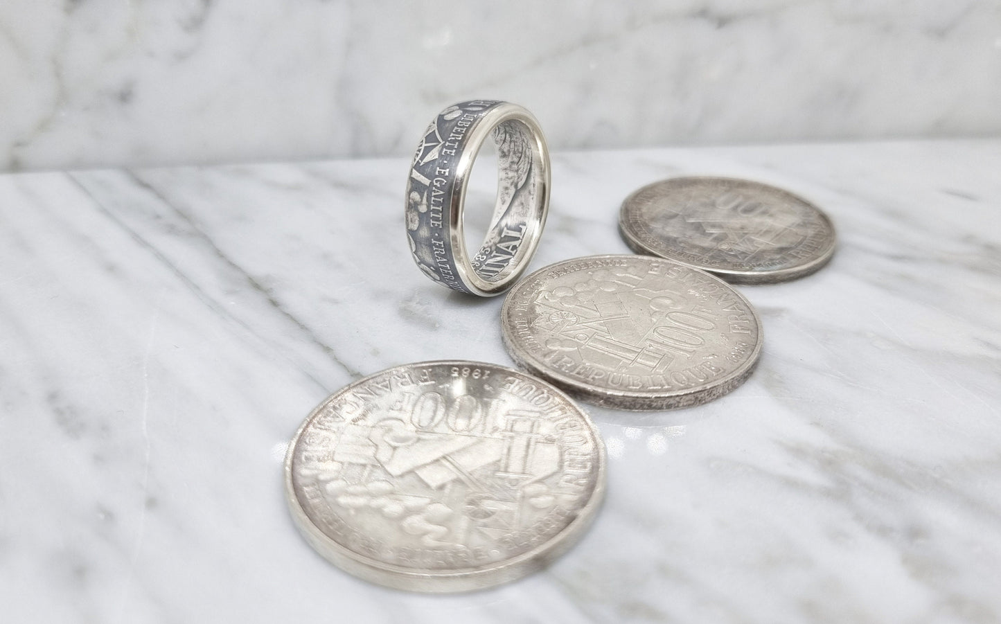 Bague pièce de monnaie 100 Francs Germinal en argent (coin ring)