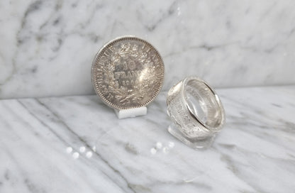 Bague pièce de monnaie 10 Francs Hercule en argent (coin ring)