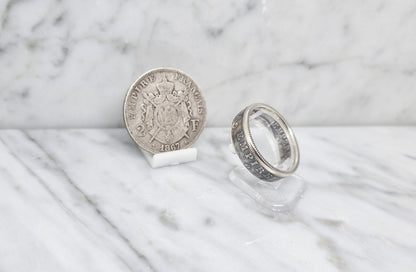 Bague pièce de monnaie 2 Francs Napoléon en argent (coin ring)