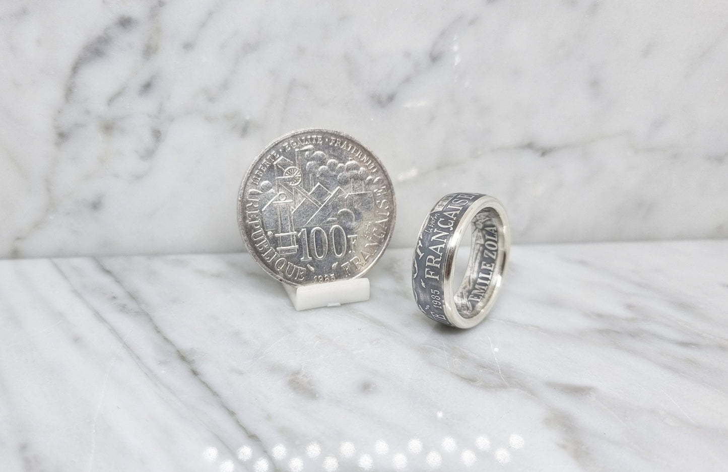 Bague pièce de monnaie 100 Francs Germinal en argent (coin ring)