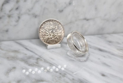 Bague pièce de monnaie 5 Francs Semeuse en argent (coin ring)