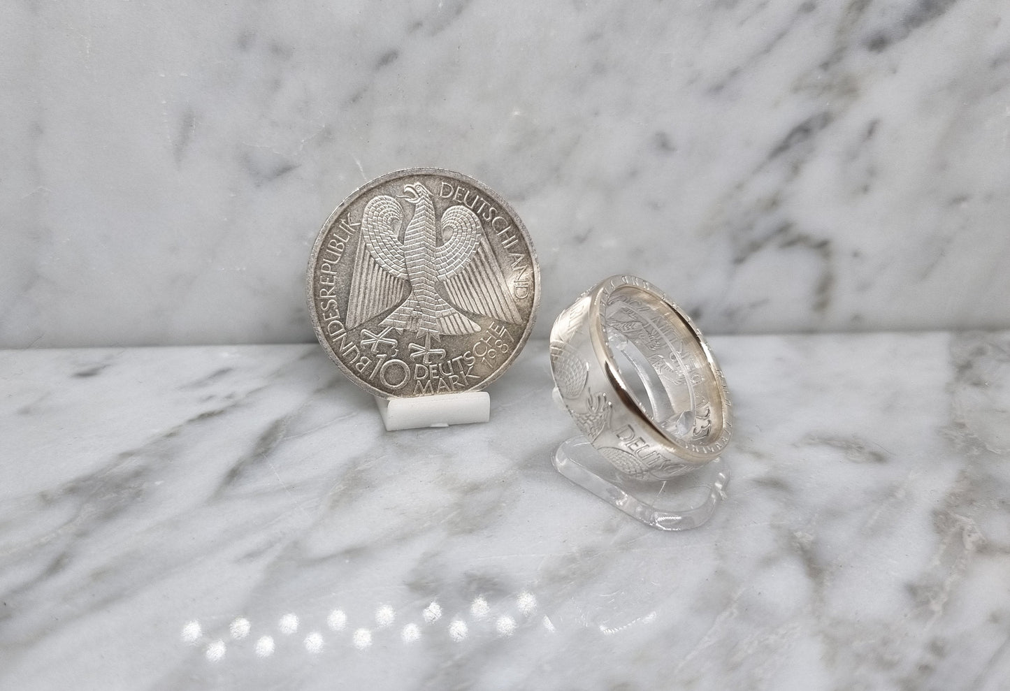 Bague pièce de monnaie 10 Deutsche Mark Berlin d'Allemagne (coin ring)