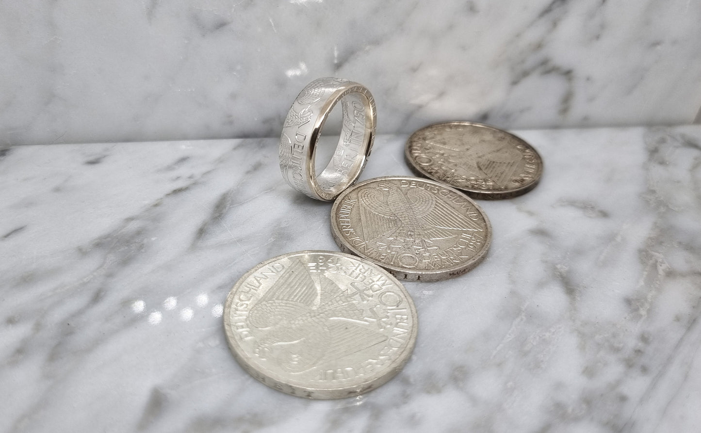 Bague pièce de monnaie 10 Deutsche Mark Berlin d'Allemagne (coin ring)