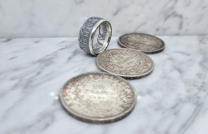 Bague pièce de monnaie 10 Francs Hercule en argent (coin ring)