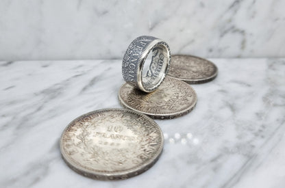 Bague pièce de monnaie 10 Francs Hercule en argent (coin ring)