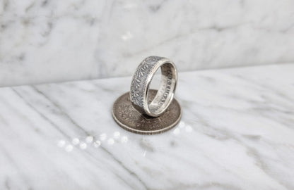 Bague pièce de monnaie 500 Reis du Portugal en argent (coin ring)