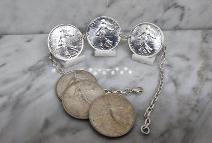 Bracelet pièce de monnaie 1 Franc Semeuse en argent