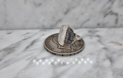 Bague pièce de monnaie 50 Centesimi d'Italie cintrée en argent