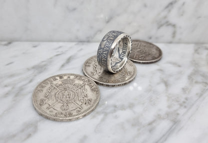 Bague pièce de monnaie 5 Francs Napoléon III en argent (coin ring)