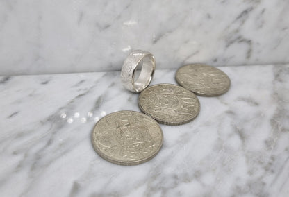 Bague pièce de monnaie 50 Cent d'Australie en argent (coin ring)