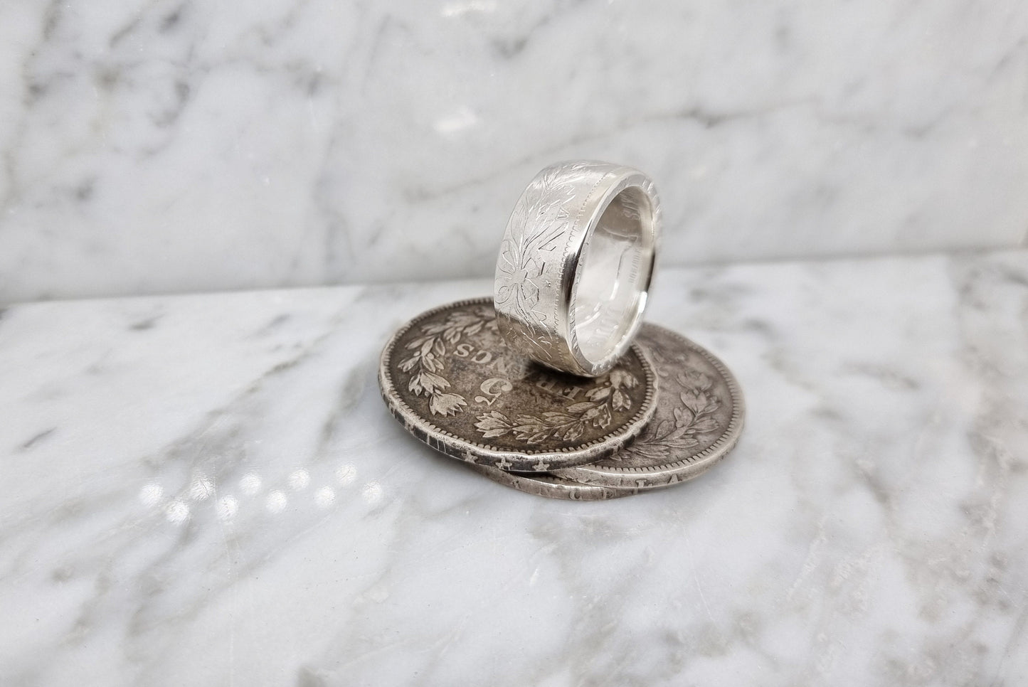 Bague pièce de monnaie 5 Francs Louis Philippe en argent (coin ring)