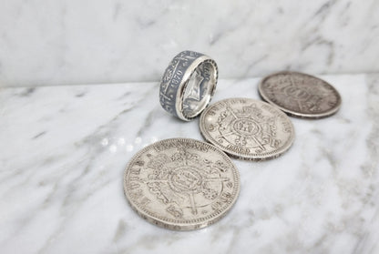 Bague pièce de monnaie 5 Francs Napoléon III en argent (coin ring)