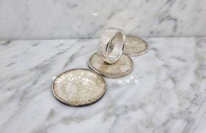 Bague pièce de monnaie 100 Francs "Marie Curie" en argent (coin ring)