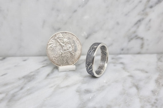 Bague pièce de monnaie 100 Francs "Liberté guidant le peuple" en argent (coin ring)