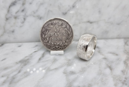 Bague pièce de monnaie 5 Francs Louis Philippe en argent (coin ring)