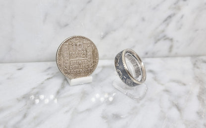 Bague pièce de monnaie 10 Francs Turin en argent (coin ring)