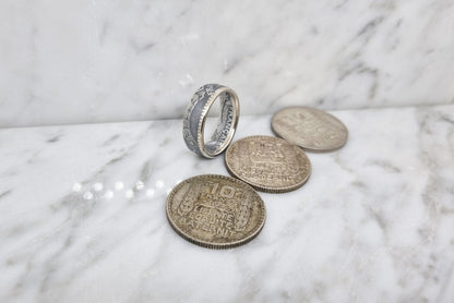 Bague pièce de monnaie 10 Francs Turin en argent (coin ring)