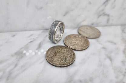 Bague pièce de monnaie 10 Francs Turin en argent (coin ring)