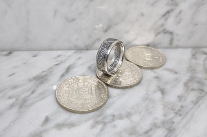 Bague pièce de monnaie 1000 Escudos " Louis de Camoes" du Portugal en argent (coin ring)